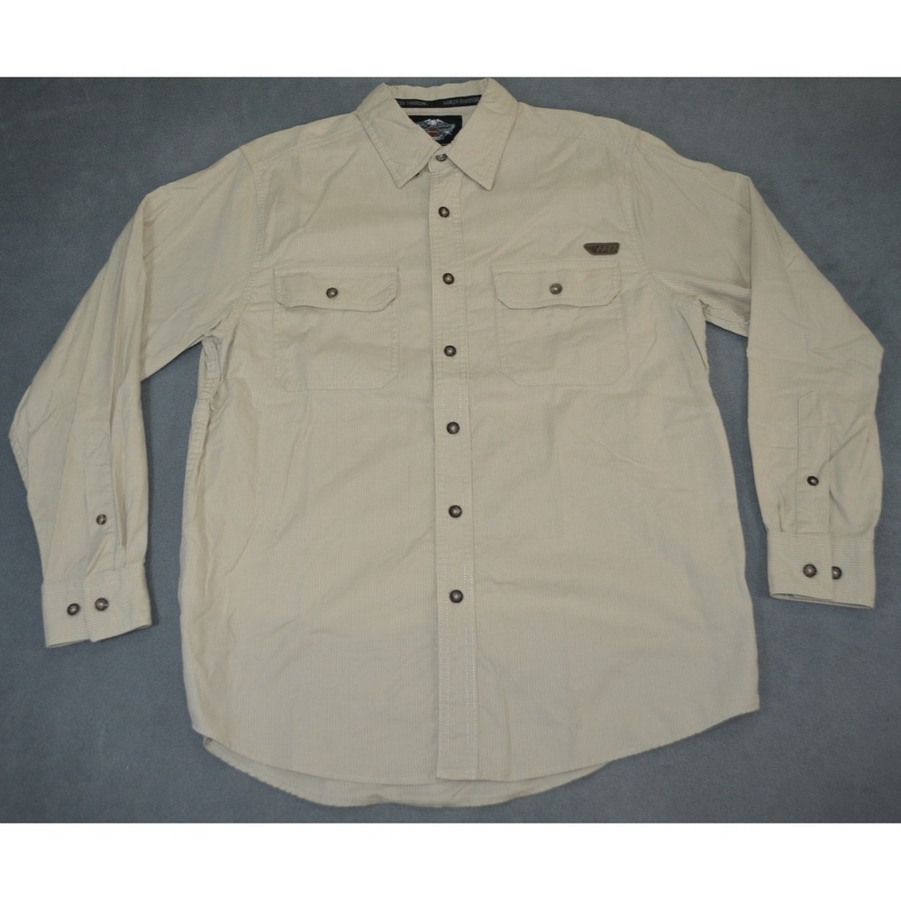 HARLEY-DAVIDSON Men's Large Long Sleeve Button Down Dress Embroidered